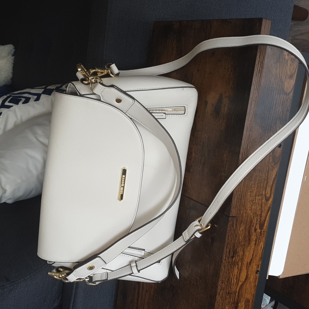 Steve Madden White Crossbody Bag with Gold Accents